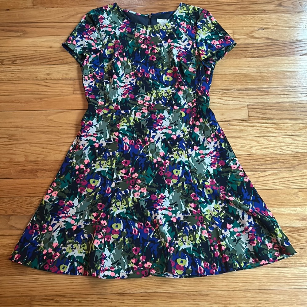 J. Crew Multicolor Floral Fit-and-Flare Dress